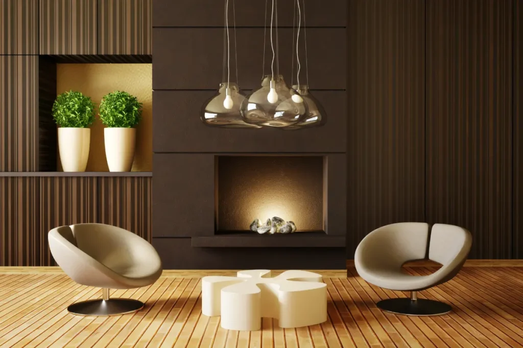 Rénovation de salon texture bois