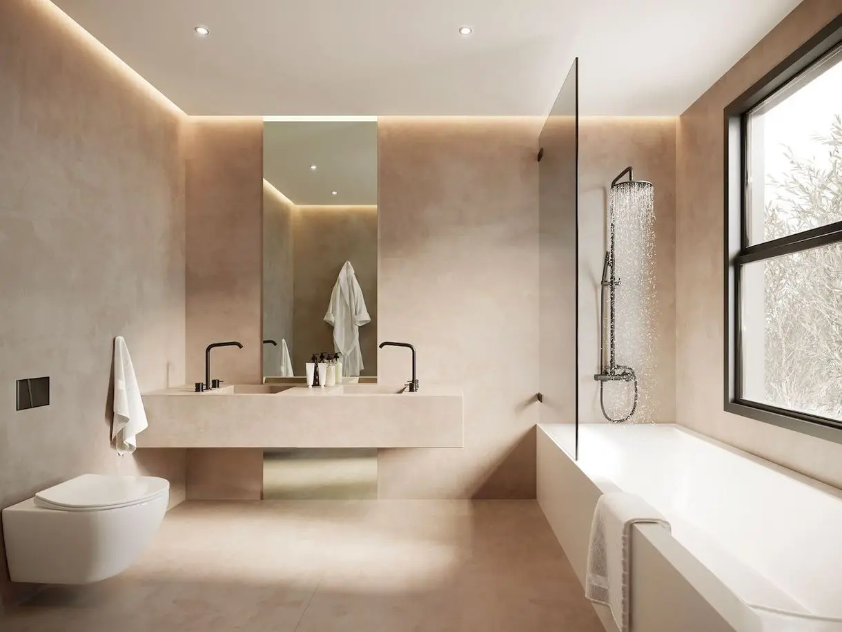 salle de bain clair ambiance marbre