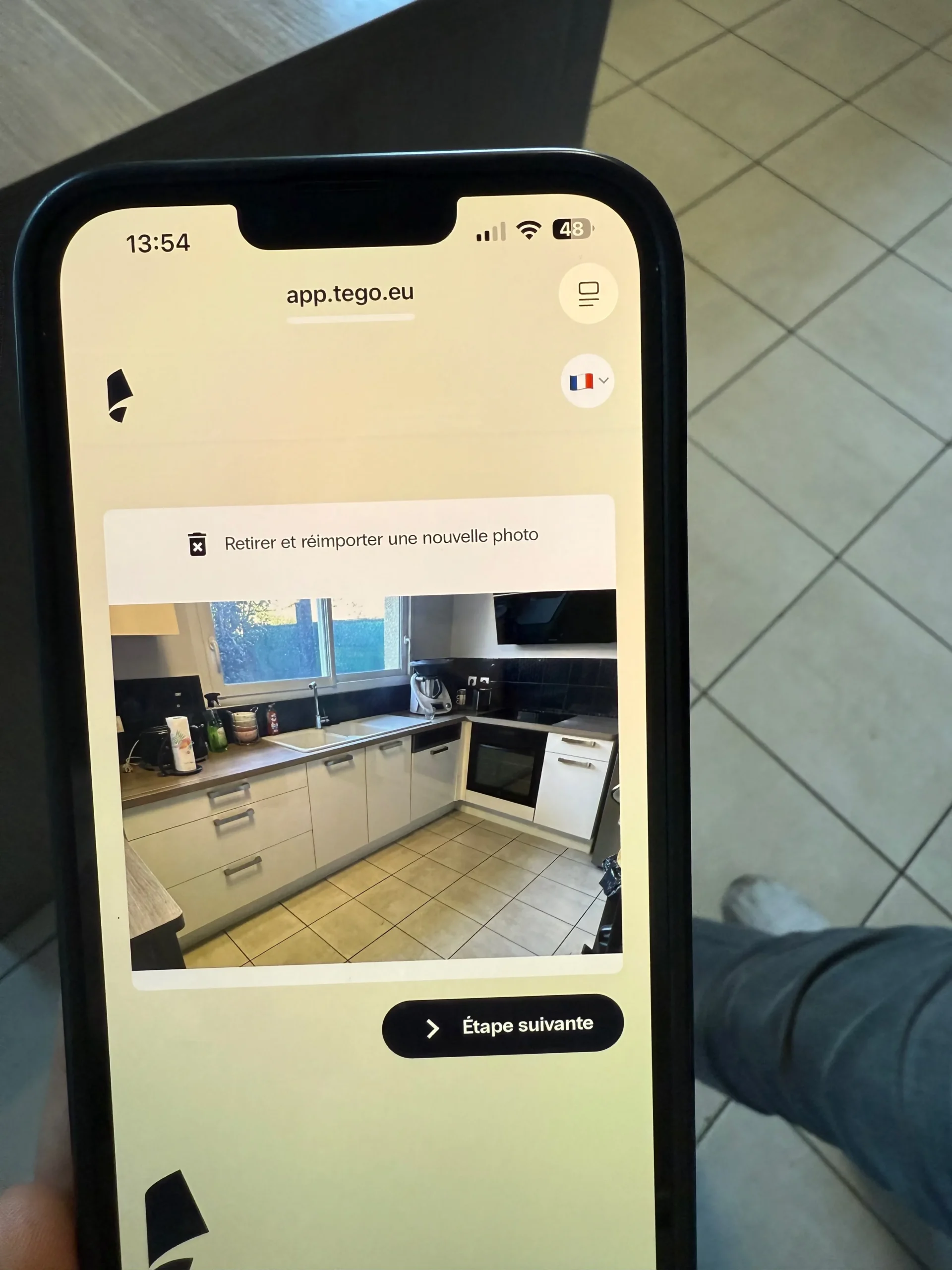 application visualisation cuisine avant le covering