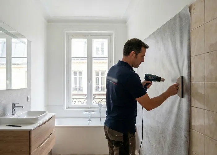 Application film sans casser le carrelage Lyon